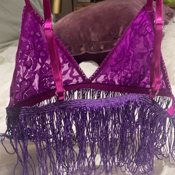 Rare NWT Hanky Panky after midnight purple tassel & lace bralette - Picture 11 of 13